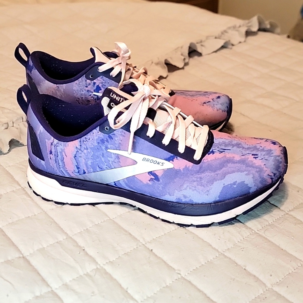 Womens Brooks Revel 4 Running  White Purple Pink Unity People